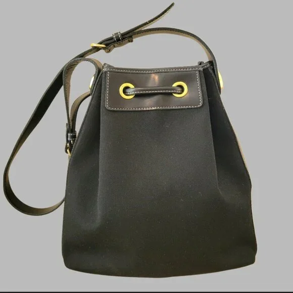 Vintage Dooney & Bourke Black Canvas Drawstring Tote | Made in USA - Picture 3 of 16